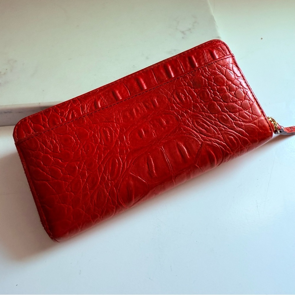 Kate Spade Rialto Place Neda Red Engine Croc Embossed Leather Zip Around Wallet - Picture 2 of 9